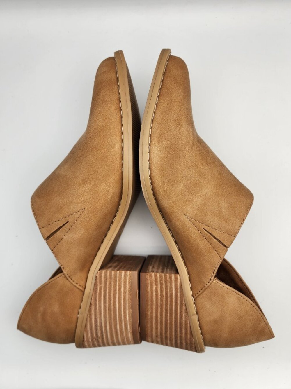 “Eddie” Tan Suede D'Orsay Ankle Booties | Women's 9 - Picture 6 of 17
